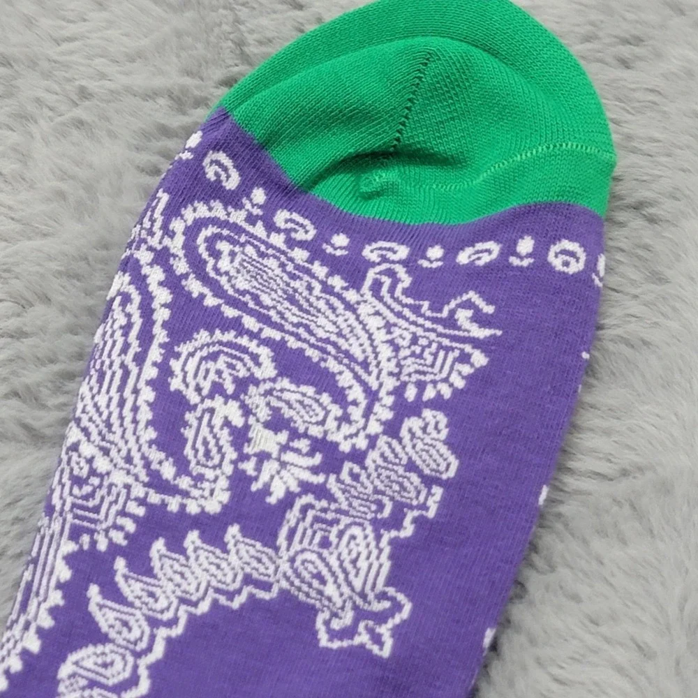 Polo Ralph Lauren Socks Mens 10-13 Purple Green Paisley Pony Embroidered Crew